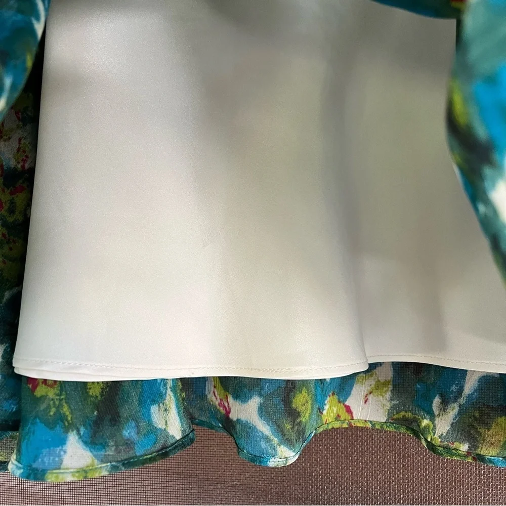 Trulli Size 14 Floral Tiered A-Line Skirt Multicolor Feminine Girl Era Bohemian